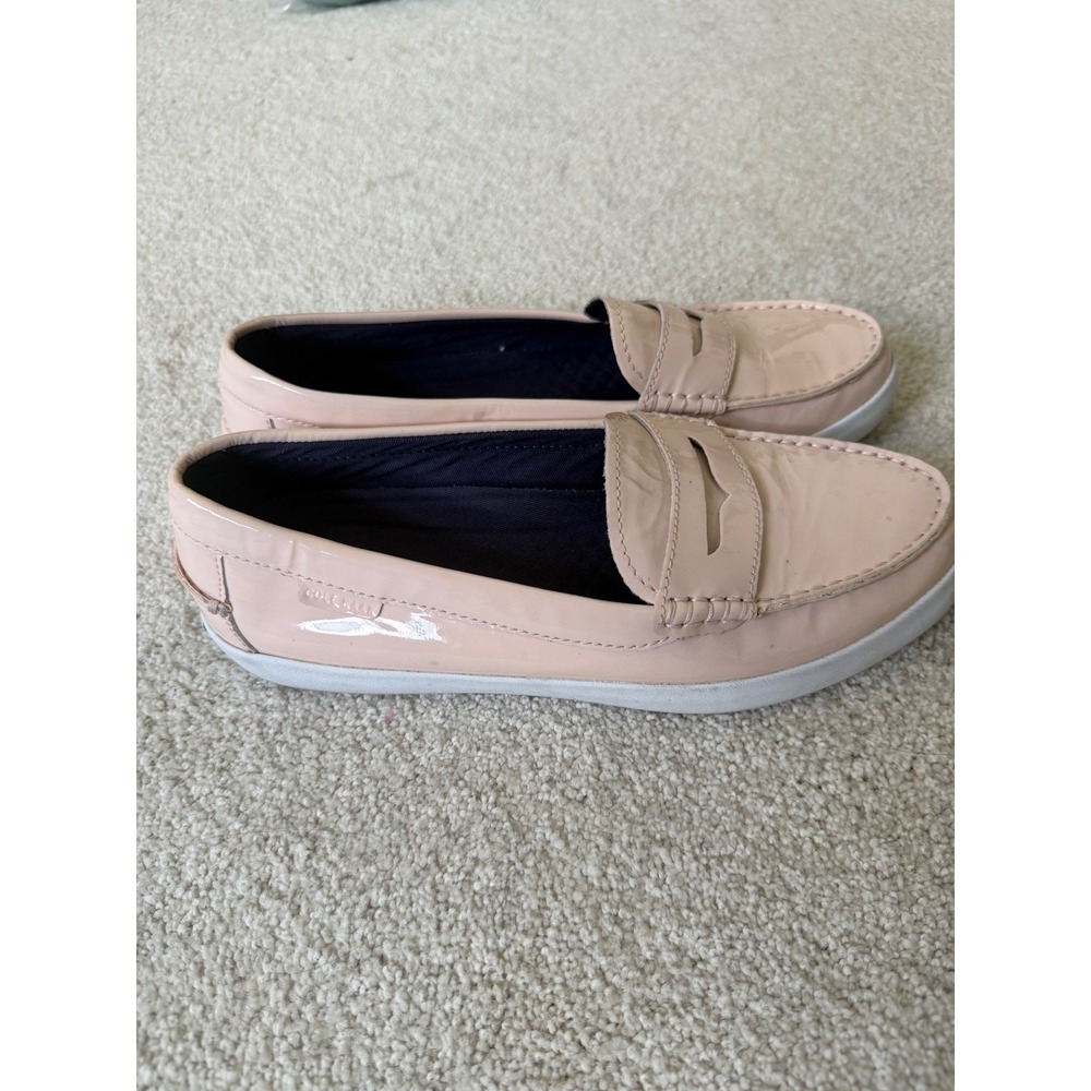 Cole Haan Grand.OS Womens Blush Pink Patent Leather Penny Loafers Shoes - Picture 3 of 7